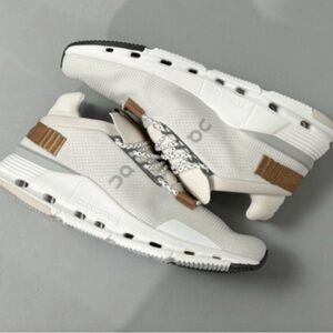 NEW Size 8 On Cloud Cloudnova Running Shoes White Pearl Brown